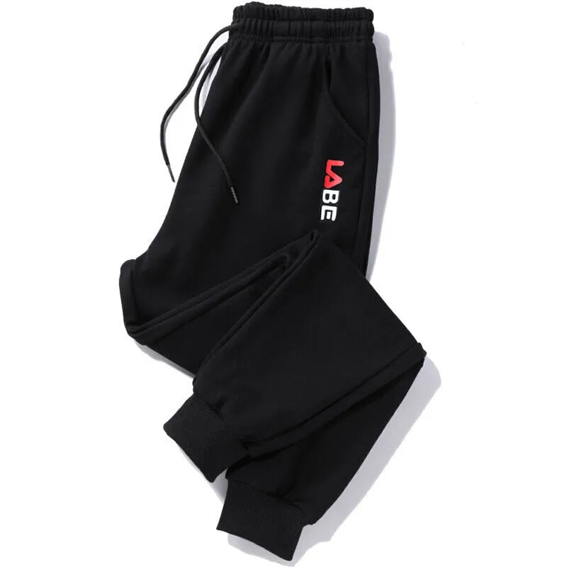 Loose fit polyester casual trousers for teenagers in alphabet blue with mid-waist tether closure