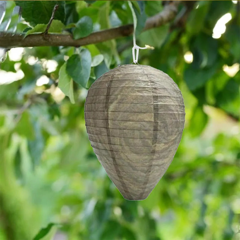 White paper beehive-shaped lantern with hexagonal facets, shown next to a ruler indicating 22cm width.