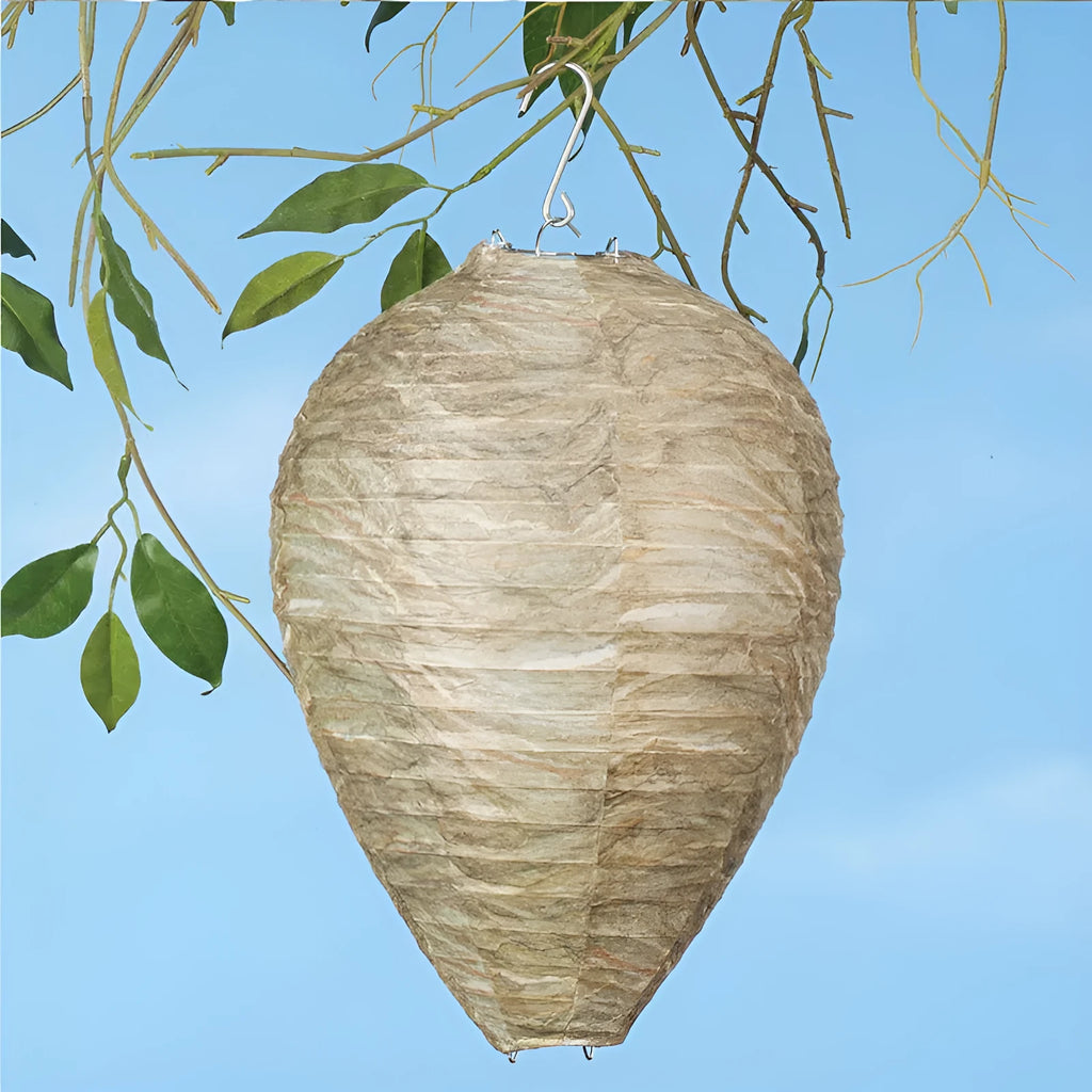 White paper beehive-shaped lantern with hexagonal facets, shown next to a ruler indicating 22cm width.