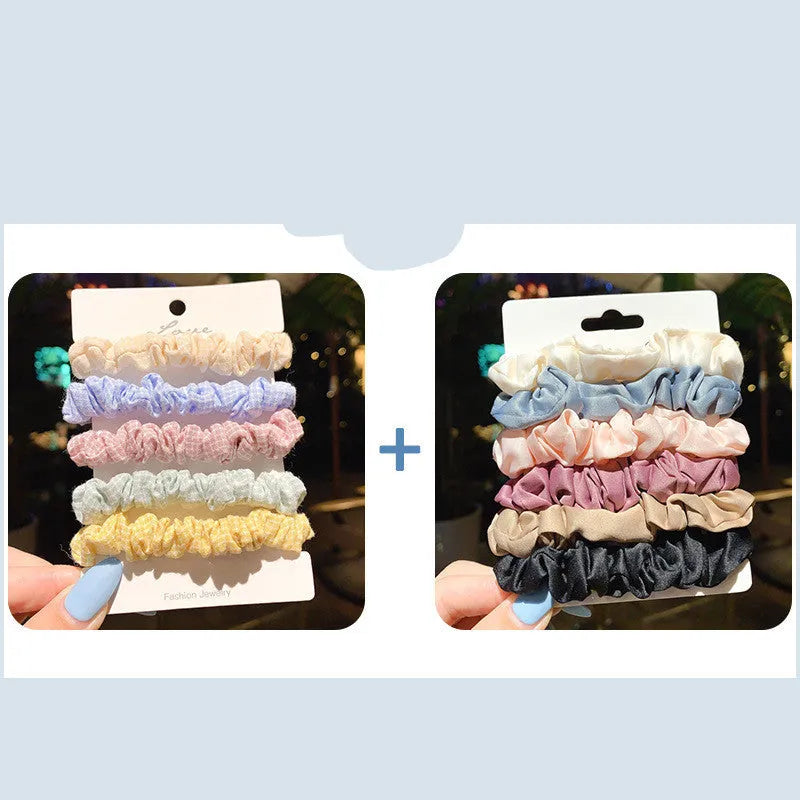 Children's hair accessory set with small intestine rings and large head ropes in autumn colours