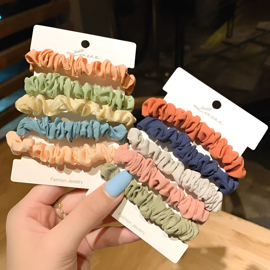 Children's hair accessory set with small intestine rings and large head ropes in autumn colours