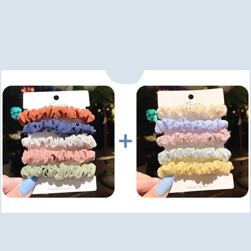 Children's hair accessory set with small intestine rings and large head ropes in autumn colours