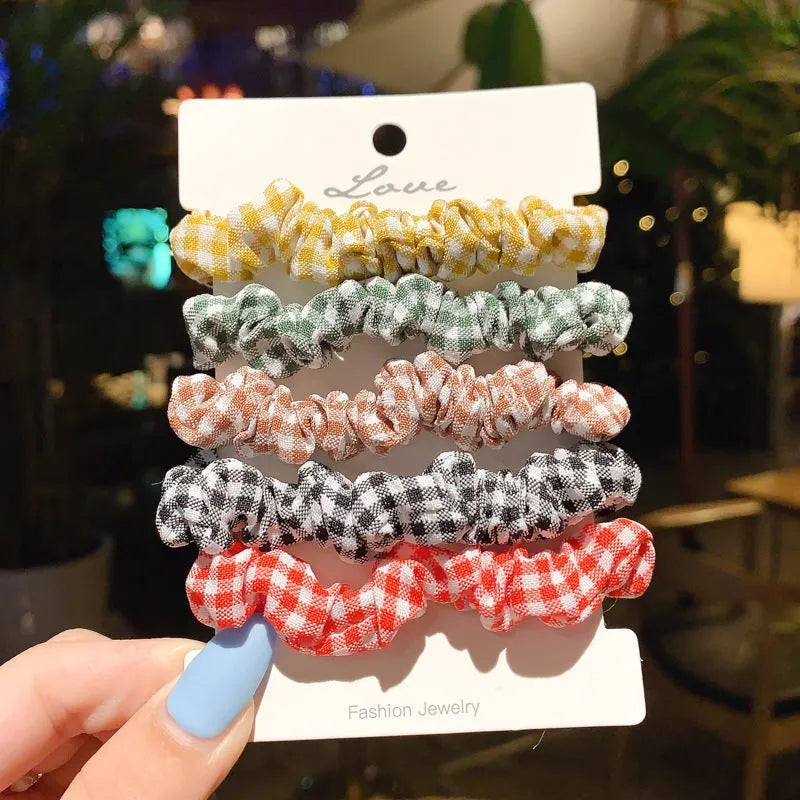 Children's hair accessory set with small intestine rings and large head ropes in autumn colours