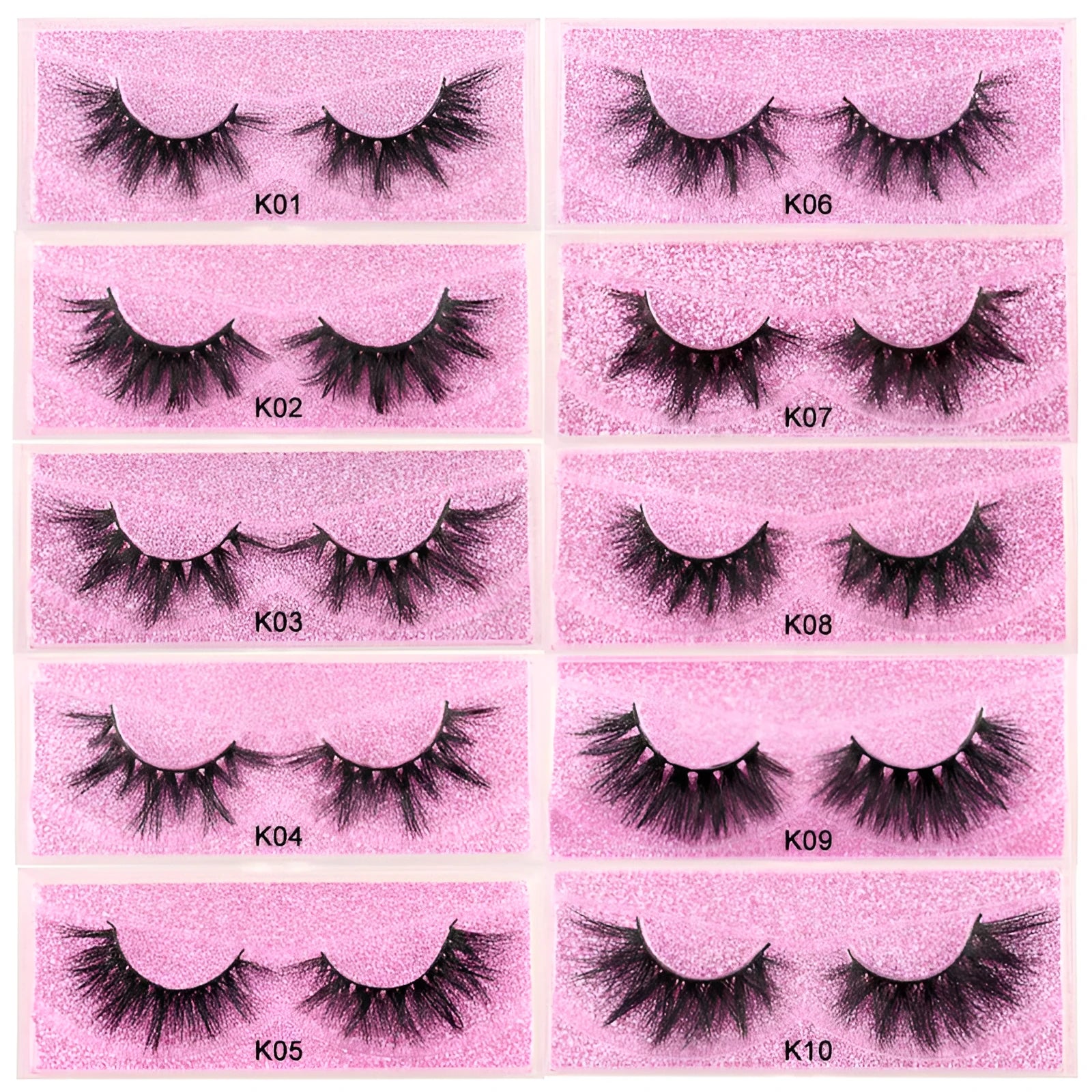 Imitation false eyelashes made from mink fur for thick lashes, available in 22 styles including 10Style to 22Style
