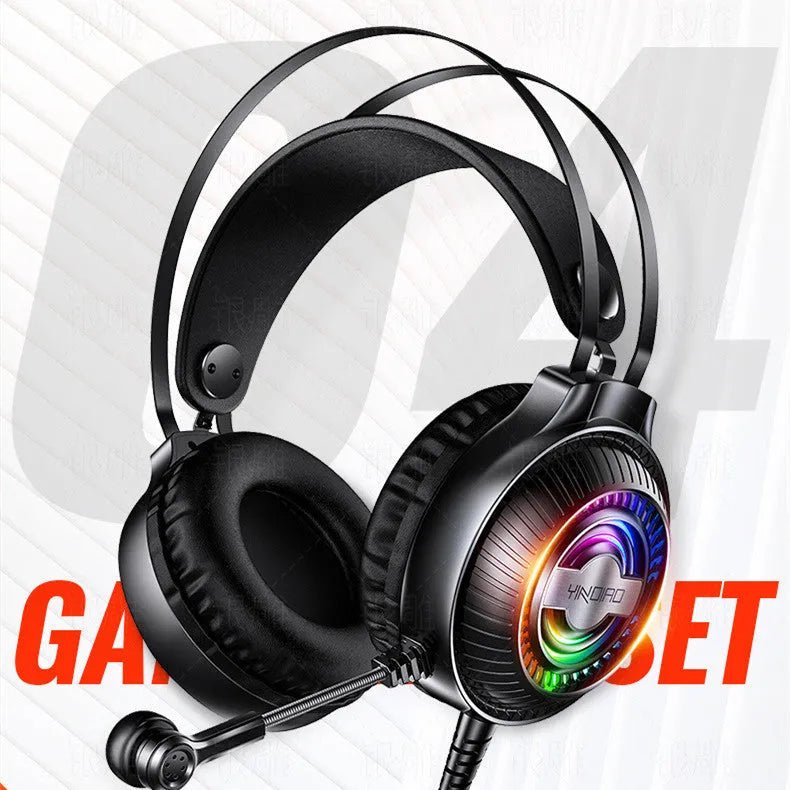Black wired computer headset with microphone and protein earmuffs, showing 3.5mm plug