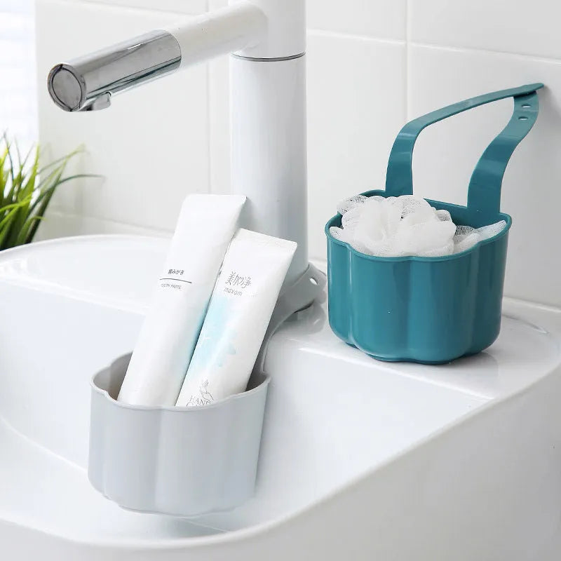Nordic style plastic sink drain basket in dark blue measuring 20cm long