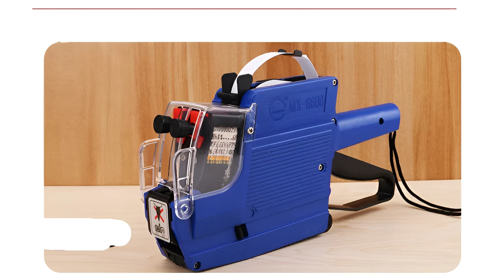 Manual supermarket price labelling machine in blue, red or yellow with bidirectional printing
