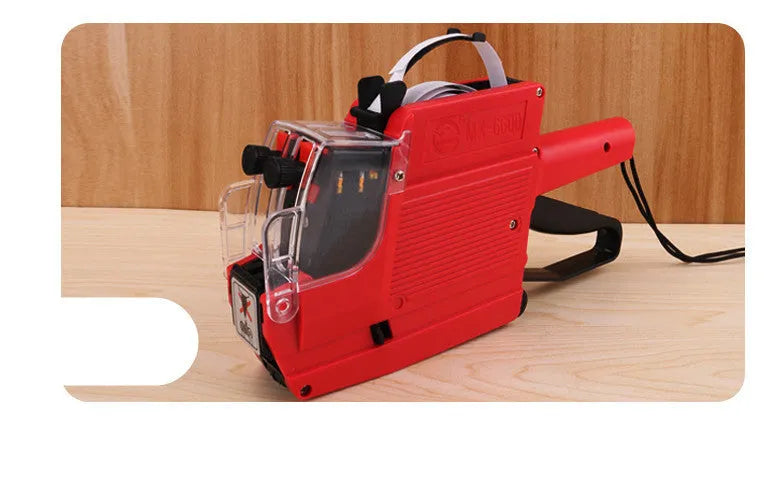 Manual supermarket price labelling machine in blue, red or yellow with bidirectional printing