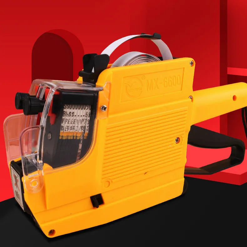 Manual supermarket price labelling machine in blue, red or yellow with bidirectional printing