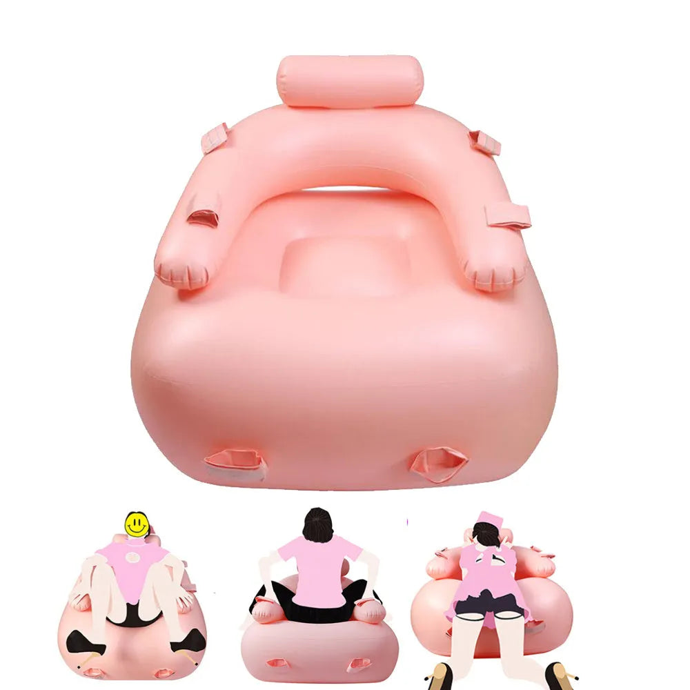 Adult products sofa in black and flesh-coloured models made from PVC and soft rubber for home fun use