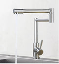 Silver stainless steel dual-handle kitchen tap with a rotating faucet
