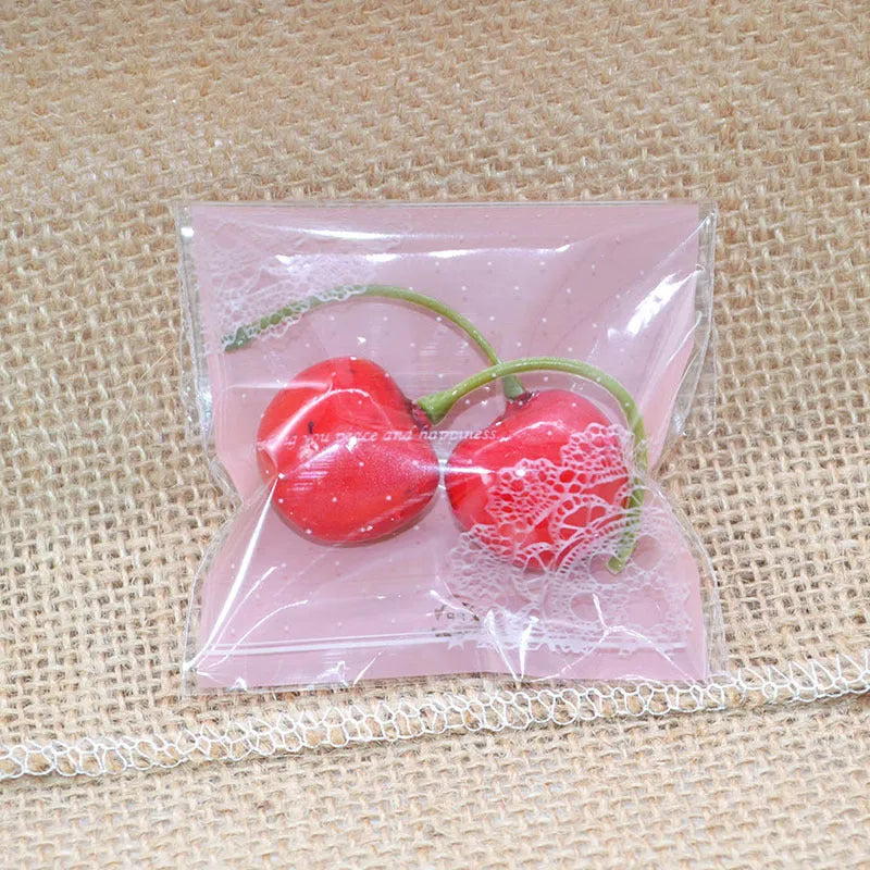 Pink self-adhesive plastic packaging bags for handmade soap, 7x7 cm with 3 cm flap