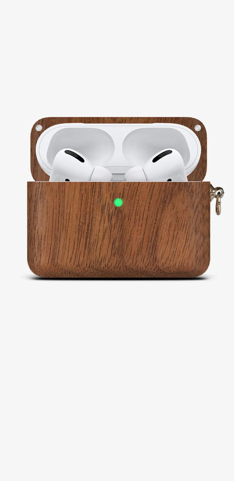 Solid hardwood Bluetooth earphone sleeve case compatible with Apple iPhones in various wood finishes.