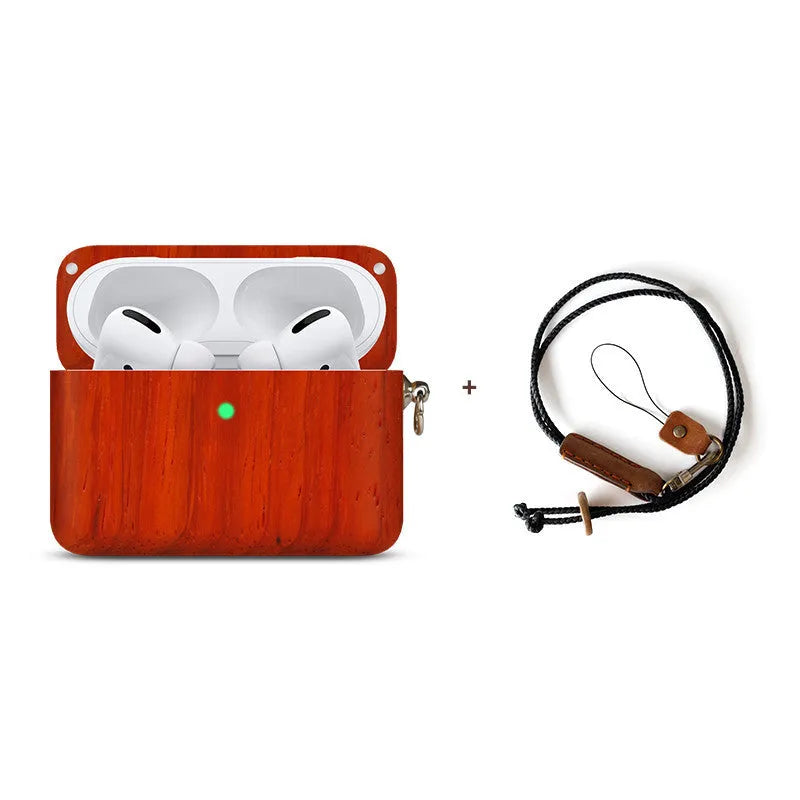 Solid hardwood Bluetooth earphone sleeve case compatible with Apple iPhones in various wood finishes.