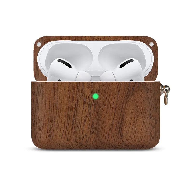 Solid hardwood Bluetooth earphone sleeve case compatible with Apple iPhones in various wood finishes.