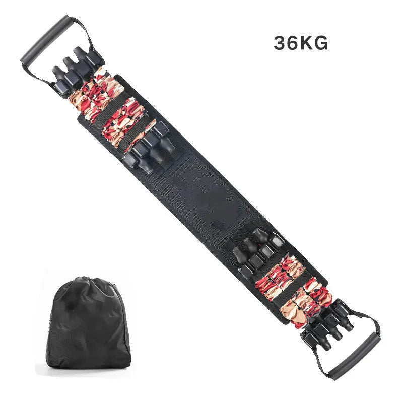 Camouflage nylon bench press stretcher with three-level resistance adjustment and soft rubber handle