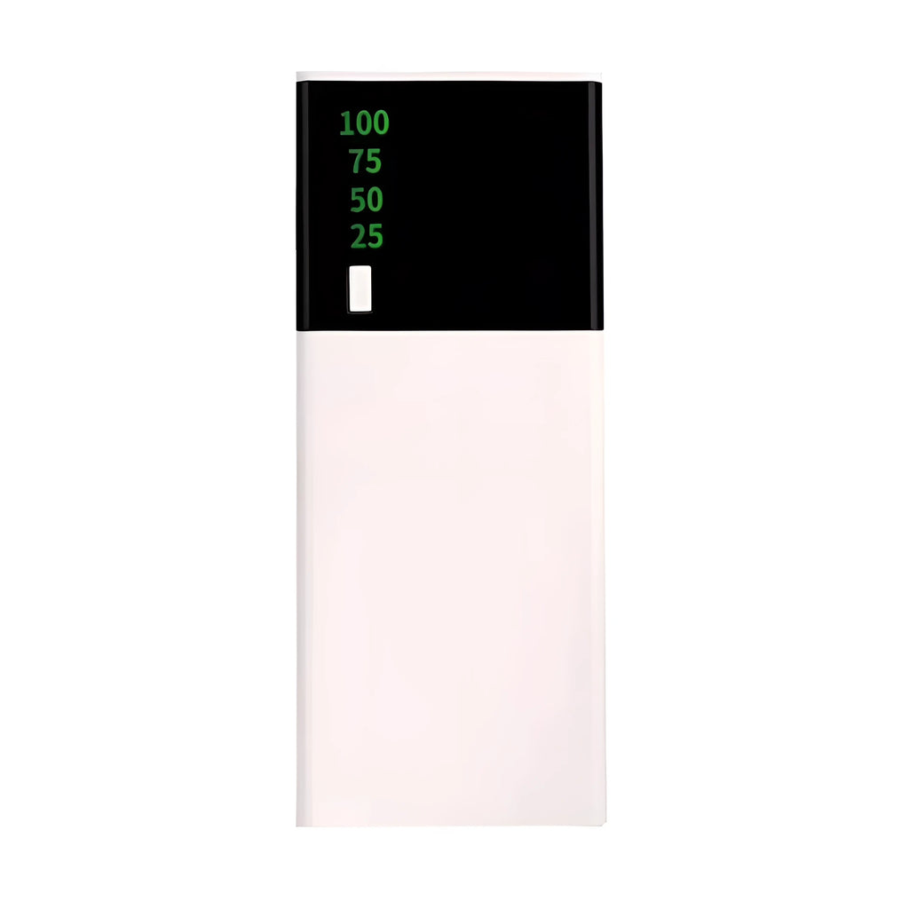 Black Rice 20000mAh power bank with charging cable, compact plastic shell design