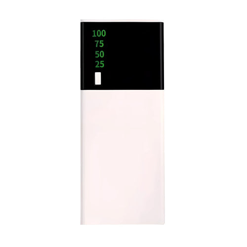 Black Rice 20000mAh power bank with charging cable, compact plastic shell design