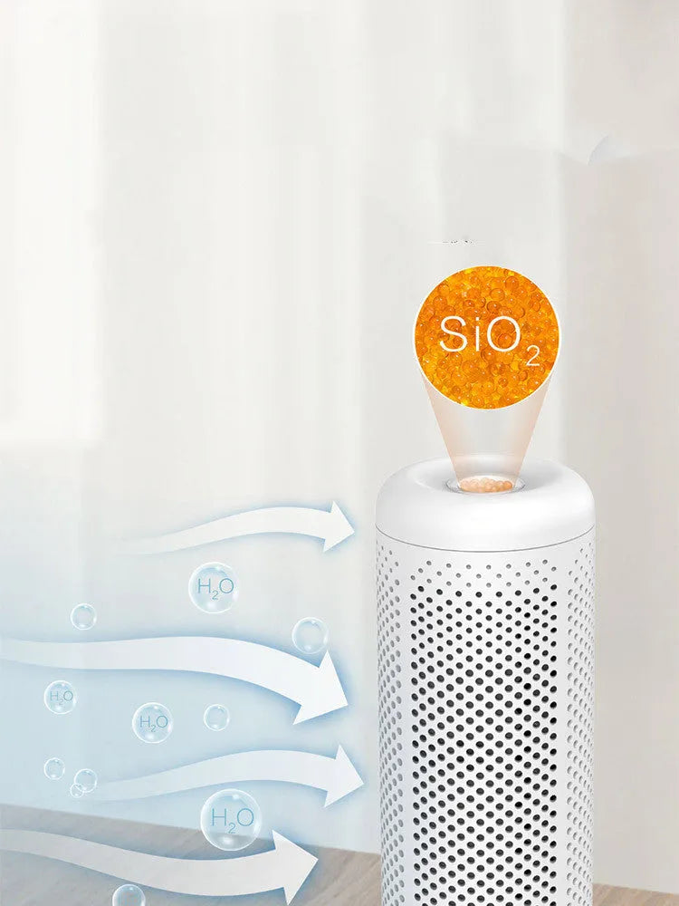 White mini dehumidifier with 1L water tank for small rooms up to 10 square metres