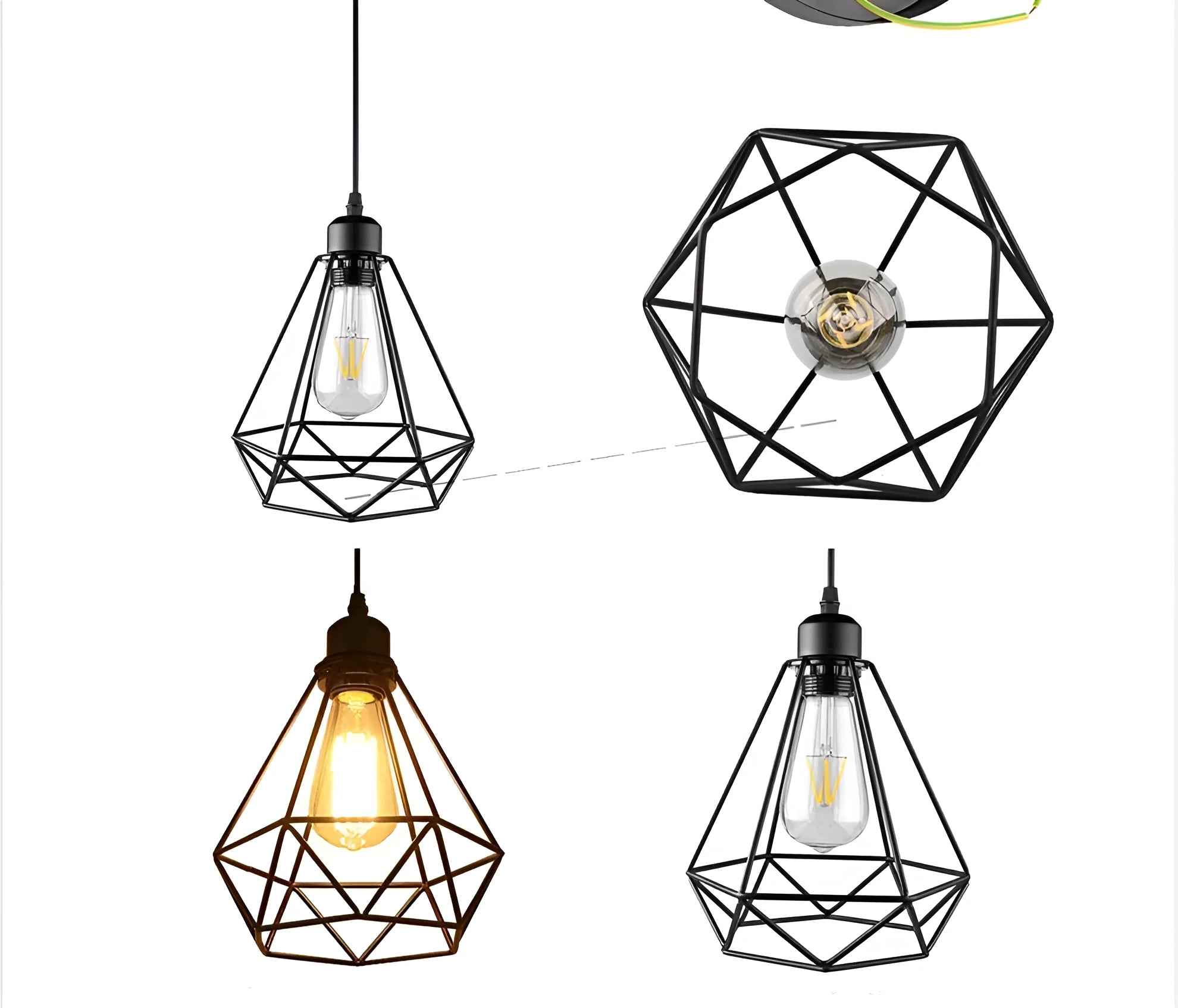 Black iron Nordic retro hanging chandelier with LED light and retractable design