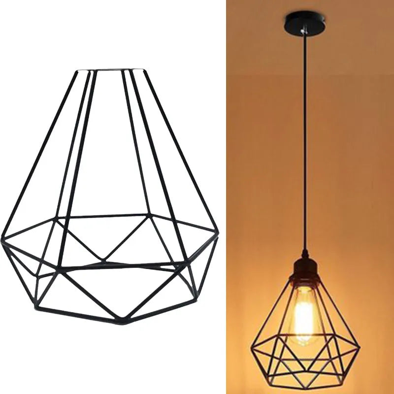 Black iron Nordic retro hanging chandelier with LED light and retractable design
