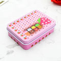 Square tinplate storage box with dimensions 90x65x25mm, available in multiple colours for jewellery and stickers