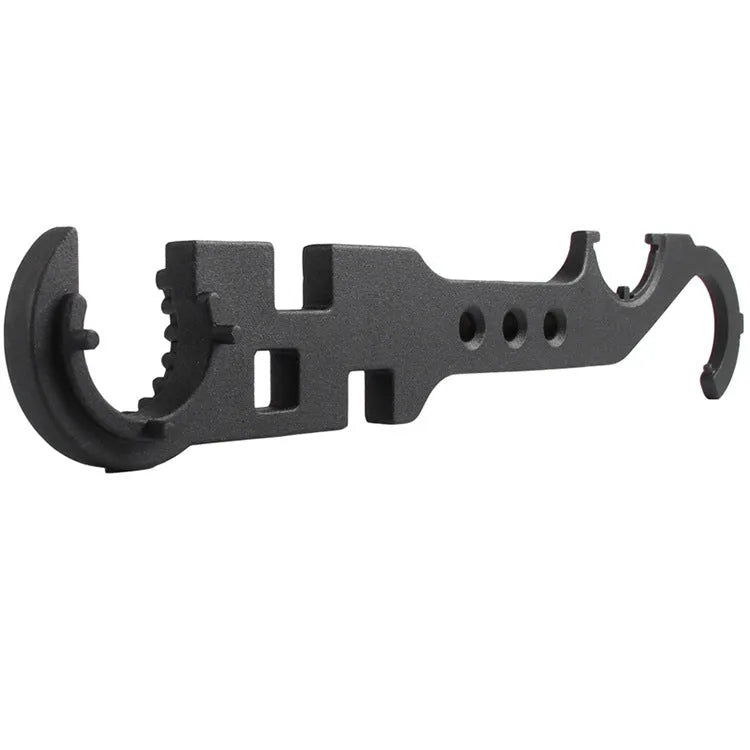 Black all-steel combination wrench with a dual-head design on a plain background.