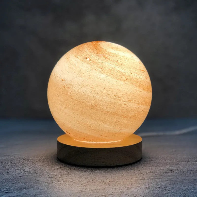 Nordic style bedside table lamp with glass shade and USB power cable in choice of seven colours