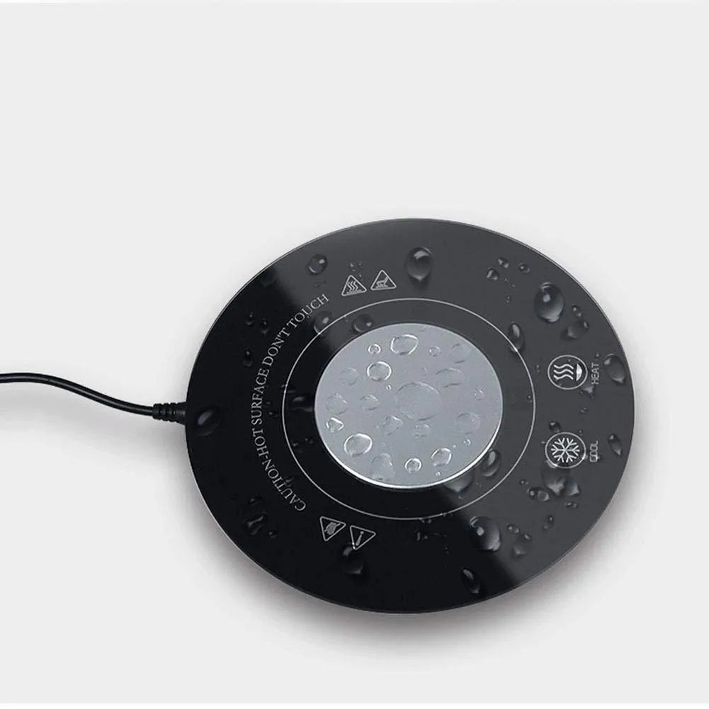 USB-powered hot and cold coaster for desk drink temperature control in black or white colour