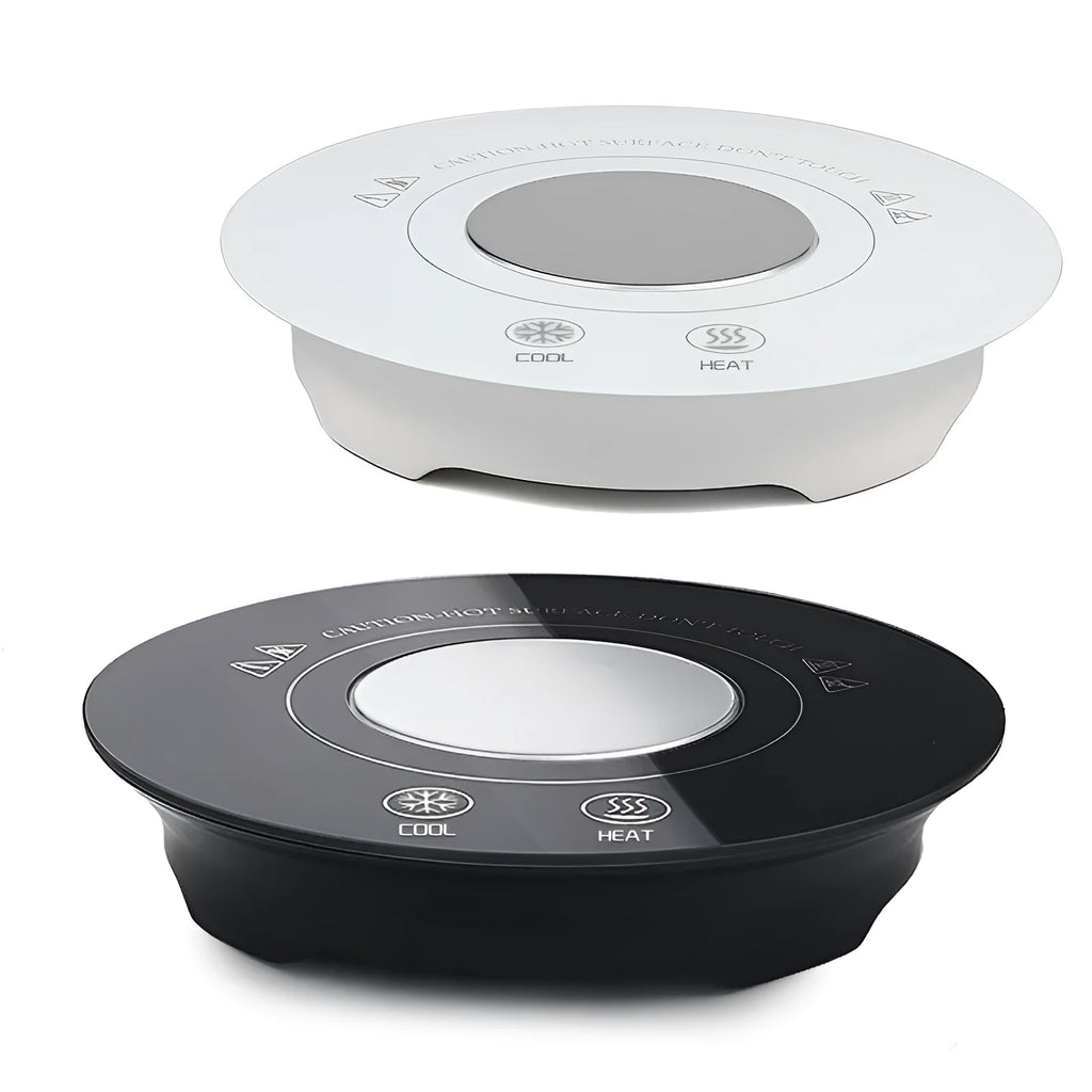 USB-powered hot and cold coaster for desk drink temperature control in black or white colour