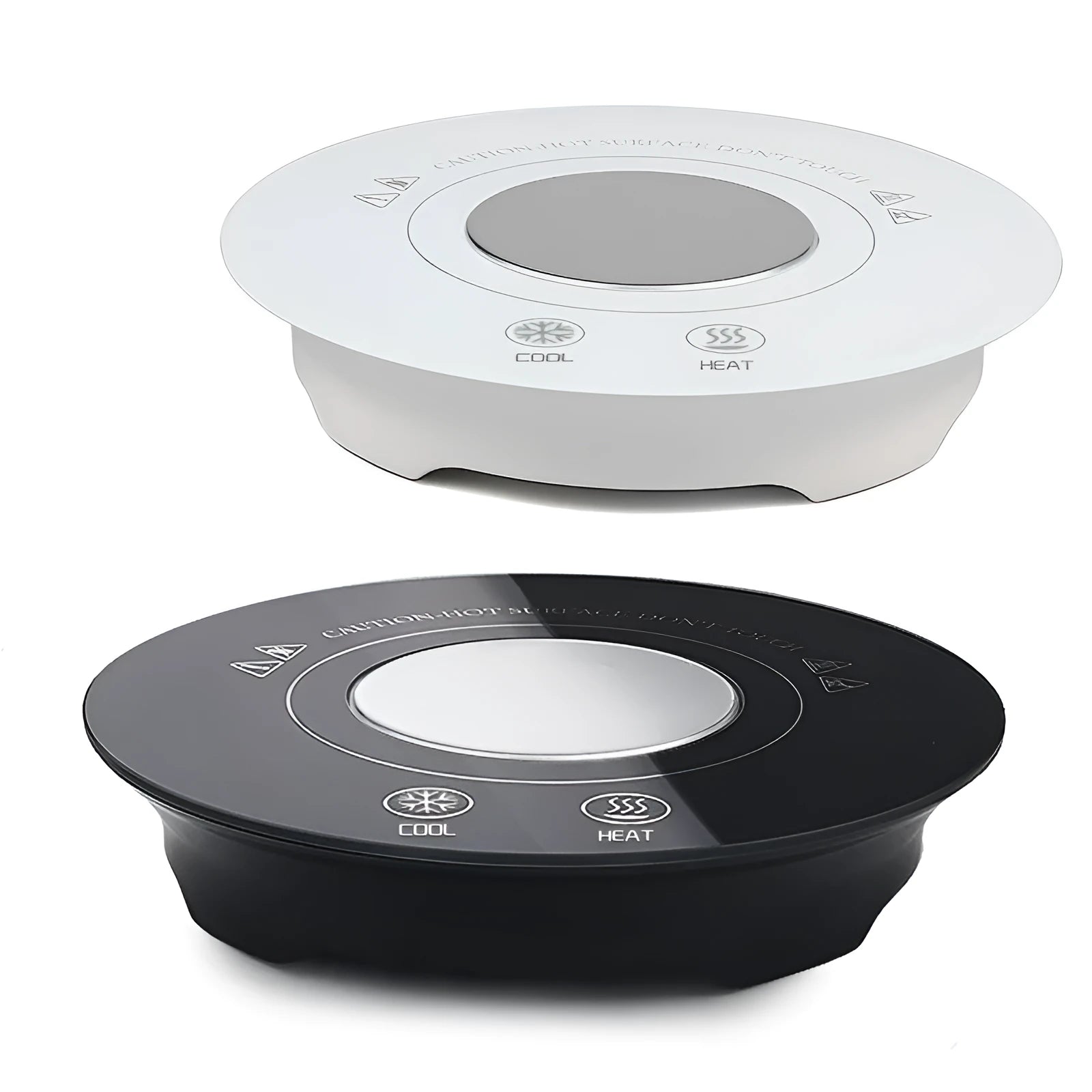 USB-powered hot and cold coaster for desk drink temperature control in black or white colour