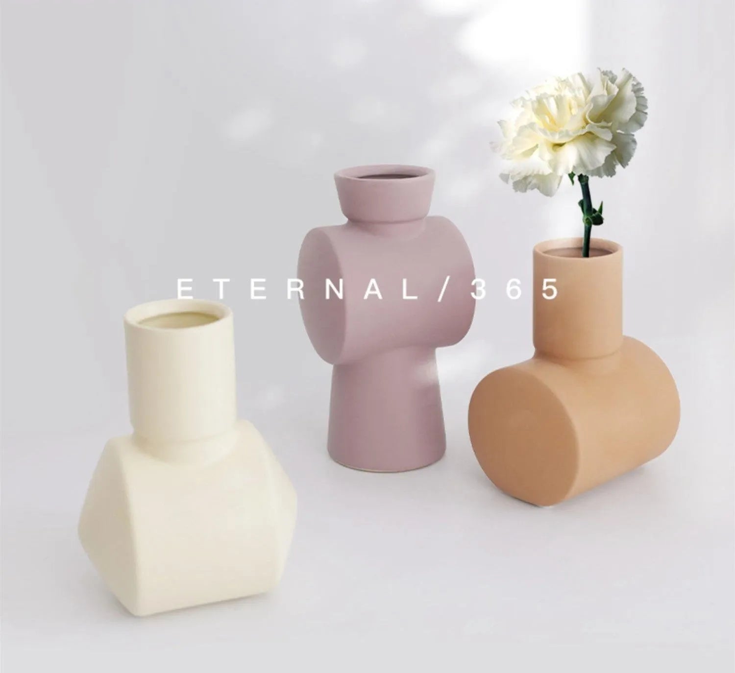 Nordic Morandi ceramic vase with hammer texture in beige glaze colour