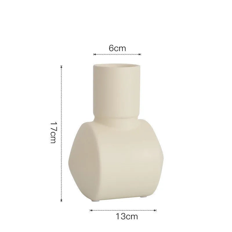 Nordic Morandi ceramic vase with hammer texture in beige glaze colour