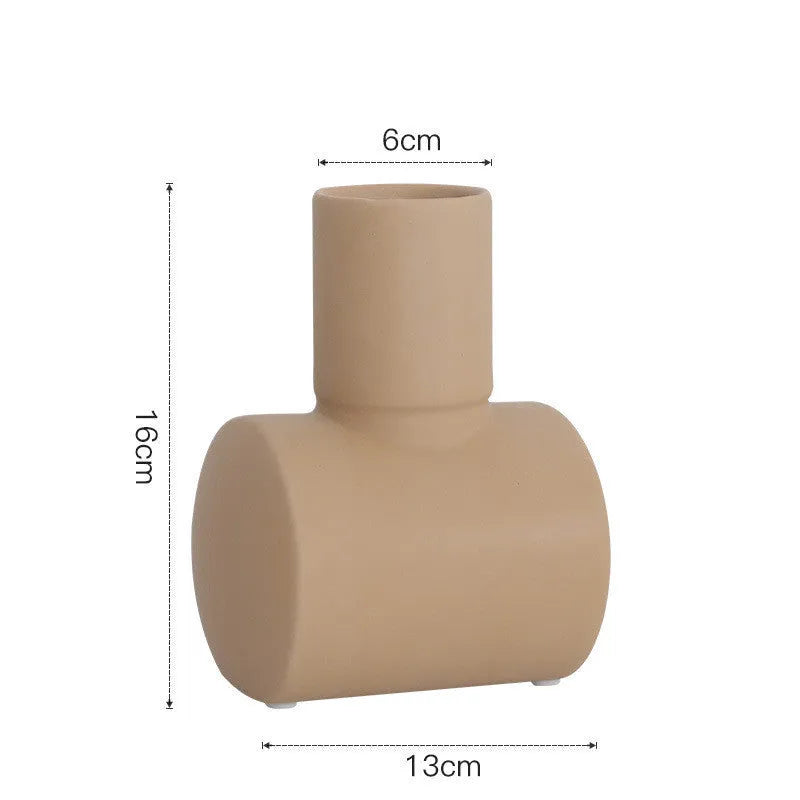 Nordic Morandi ceramic vase with hammer texture in beige glaze colour