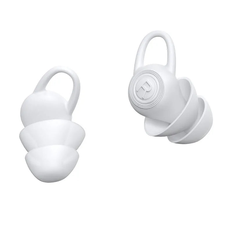 White silicone ear plugs for noise reduction with all-size fit design