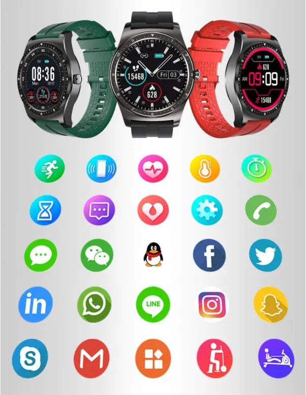 Full circle touch screen smart watch with heart rate blood pressure monitoring on wrist