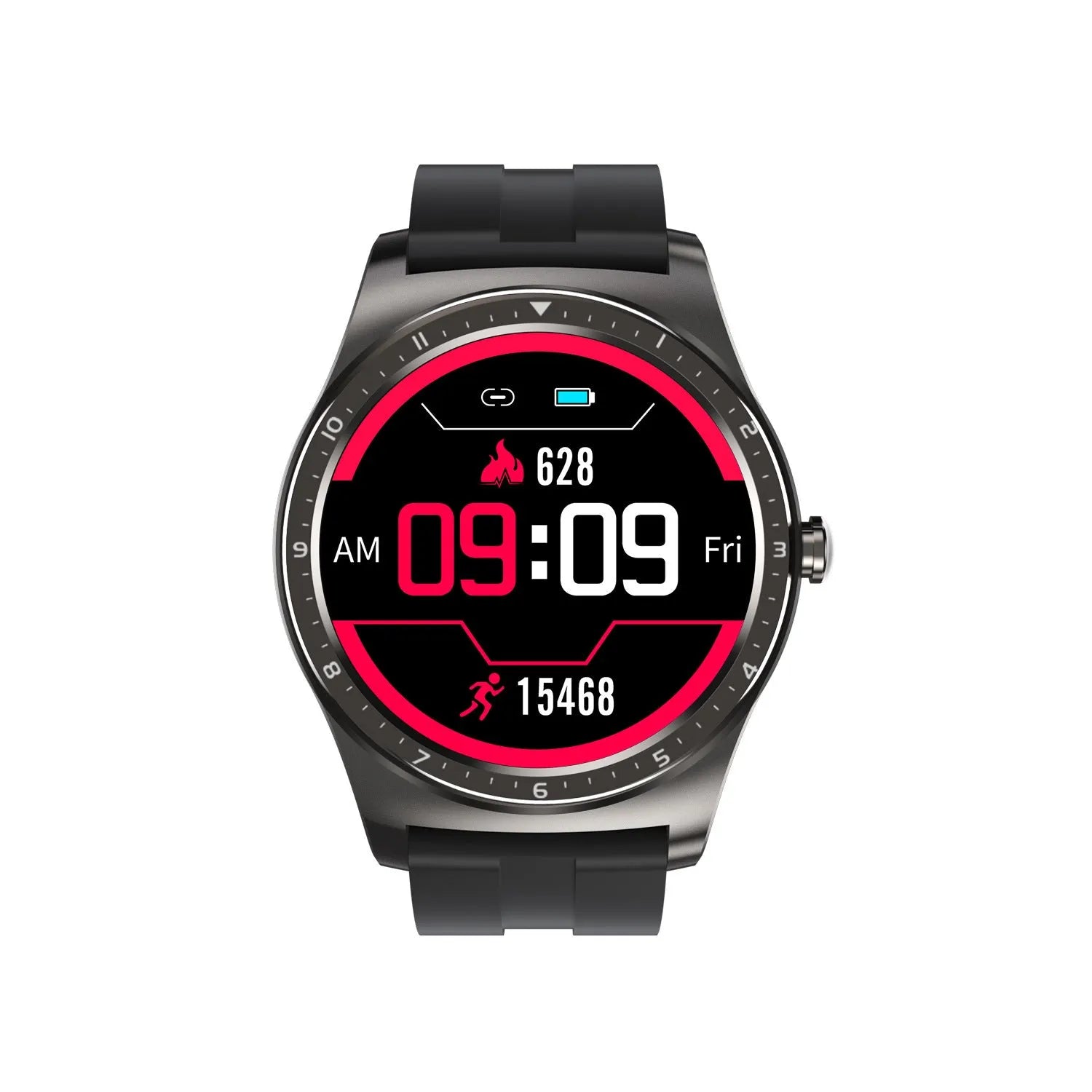 Full circle touch screen smart watch with heart rate blood pressure monitoring on wrist