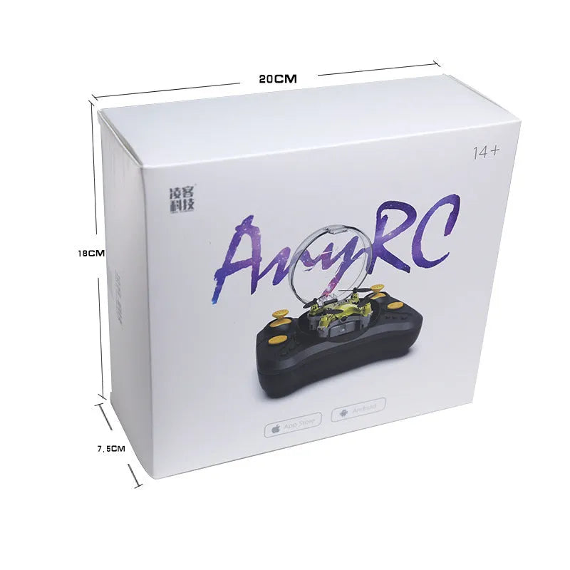 30cm fixed height remote control aircraft in bright gold colour with four blades and handle remote control
