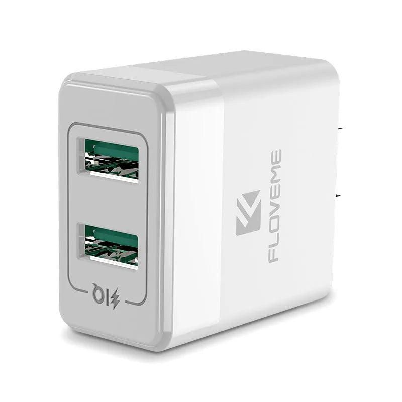 Black and white dual-standard travel charger with European and American plugs for mobile phone USB charging