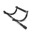 Black steel indoor pull-up bar with tension system for doorway installation