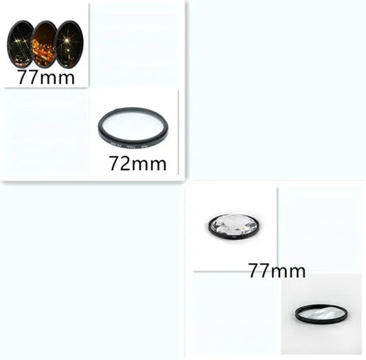 77mm half moon mirror SLR filter with rotatable ring for creative photography effects