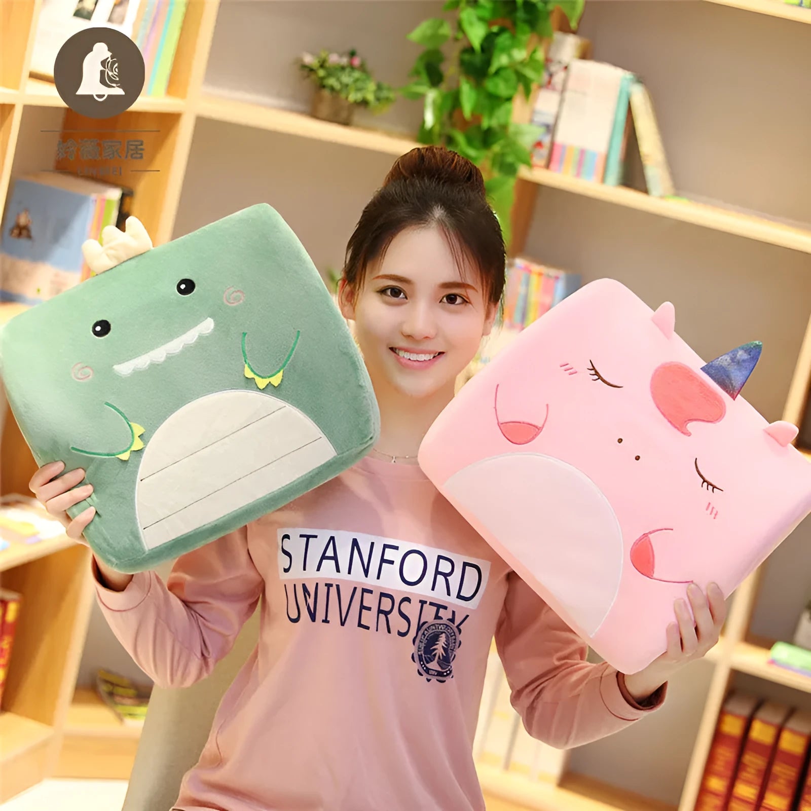 Cartoon memory foam car cushion seat back pillow in six character designs with removable inner core