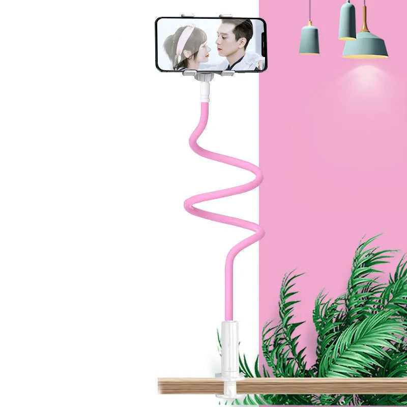 Adjustable mobile phone holder with memory alloy hose in bedside setting