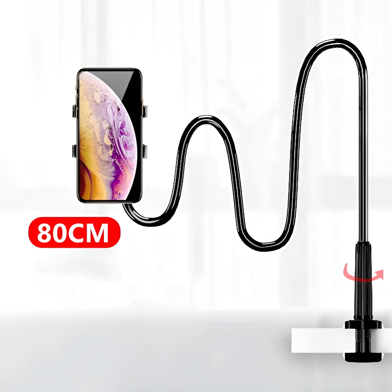 Adjustable mobile phone holder with memory alloy hose in bedside setting