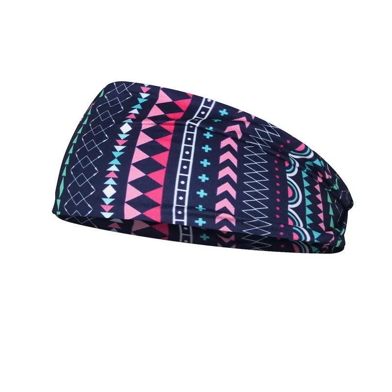 Printed sports yoga fitness sweat-absorbent polyester headband in multiple colour options A-X