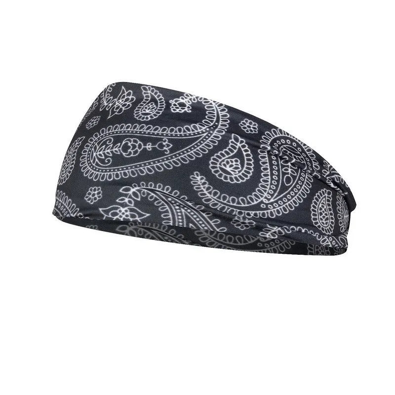 Printed sports yoga fitness sweat-absorbent polyester headband in multiple colour options A-X