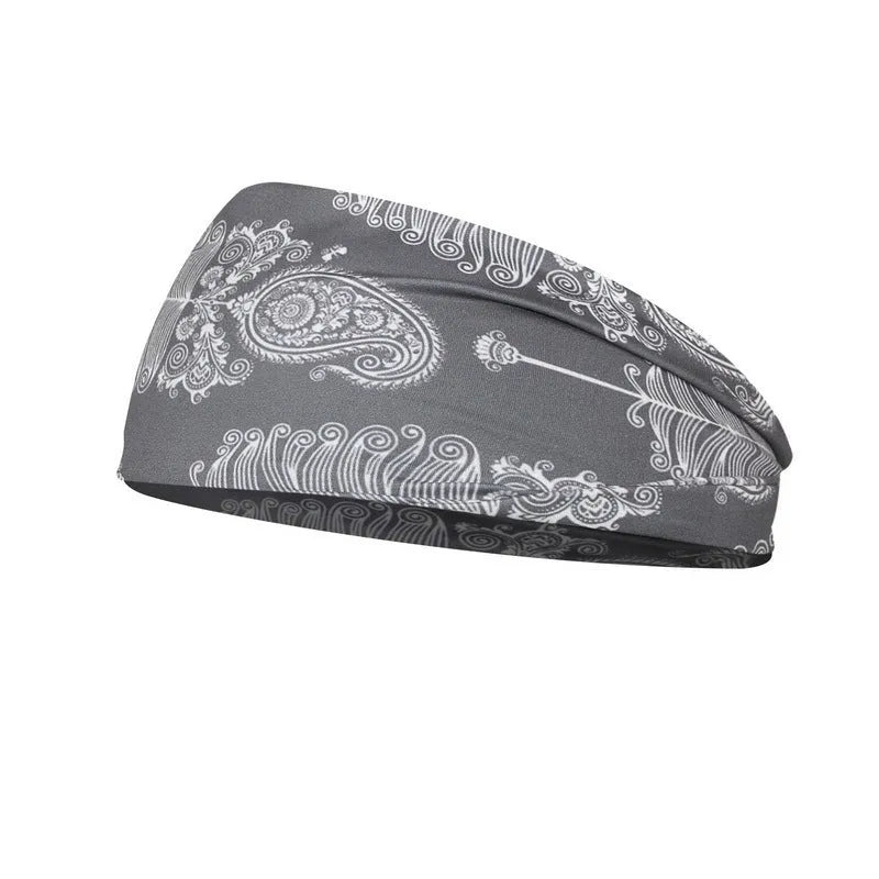 Printed sports yoga fitness sweat-absorbent polyester headband in multiple colour options A-X