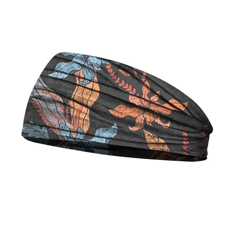 Printed sports yoga fitness sweat-absorbent polyester headband in multiple colour options A-X