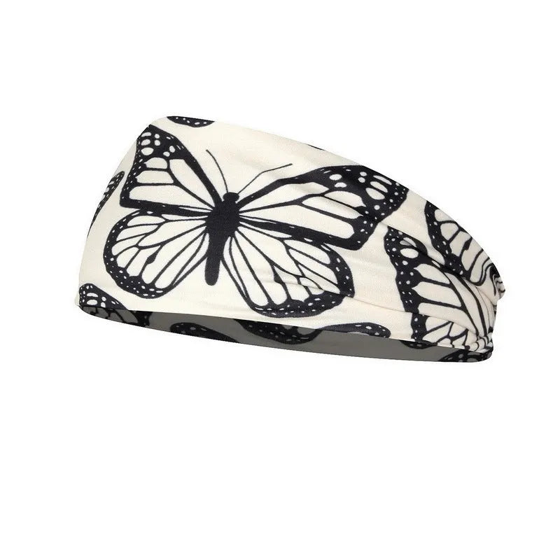 Printed sports yoga fitness sweat-absorbent polyester headband in multiple colour options A-X