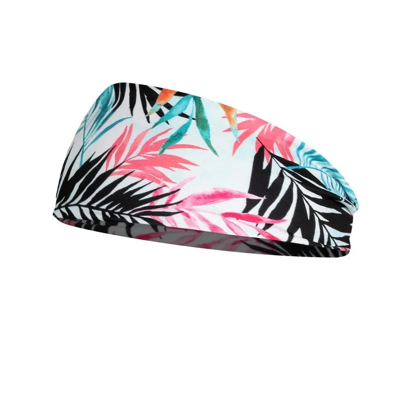 Printed sports yoga fitness sweat-absorbent polyester headband in multiple colour options A-X